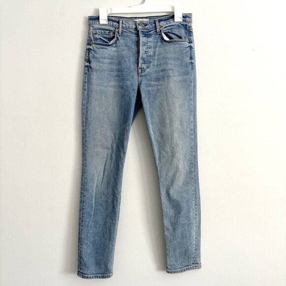 Grlfrnd Karolina Jeans in On The Run Blue Hidden Button Fly Women’s Size 27 - Picture 2 of 9